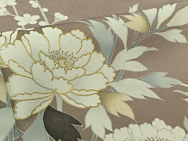 平和屋着物▽訪問着 単衣 友禅 作家物 草花文 暈し染め 金彩 正絹 逸品 AABL9149jh