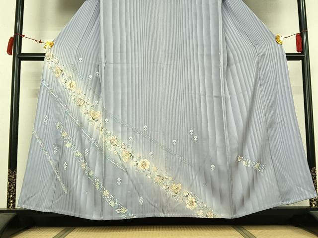 平和屋着物▽訪問着 単衣 作家物 更紗花文 暈し染め 金彩 正絹 逸品 AABL9150jh