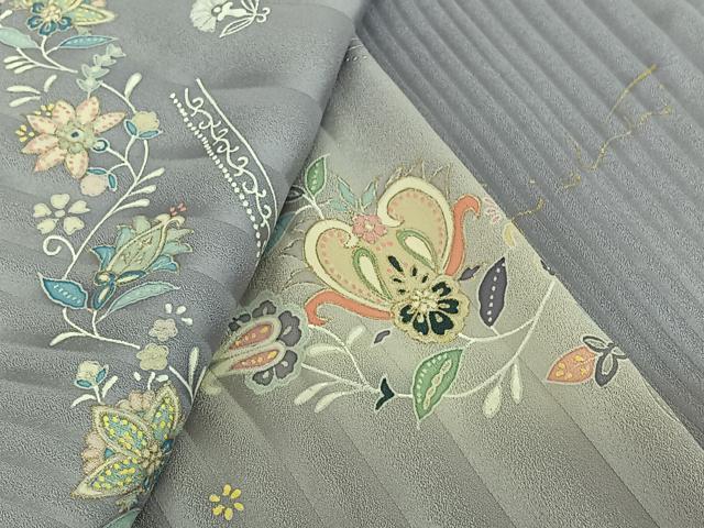 平和屋着物▽訪問着 単衣 作家物 更紗花文 暈し染め 金彩 正絹 逸品 AABL9150jh