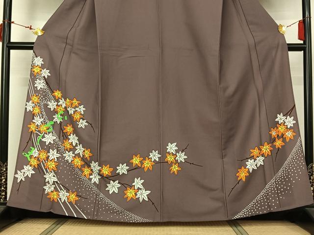 平和屋着物▽訪問着 単衣 楓文 洗える着物 AABL9161jh