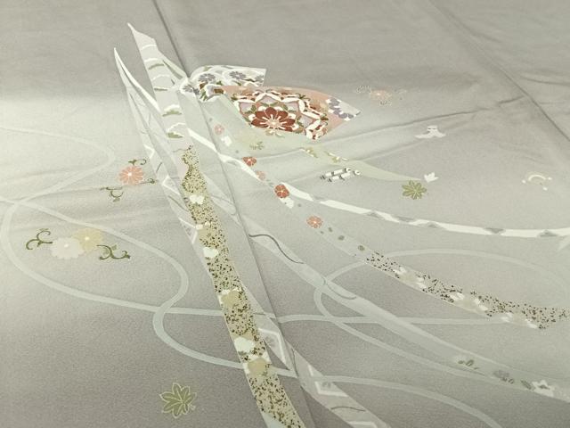 平和屋着物▽訪問着 単衣 地紙吉祥花文 暈し染め 金彩 正絹 逸品 AABL9165jh