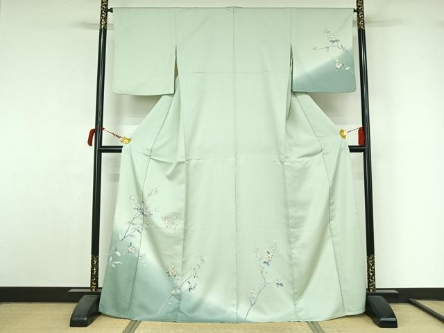 平和屋着物▽訪問着 単衣 枝花文 金彩 洗える着物 AABL9166jh