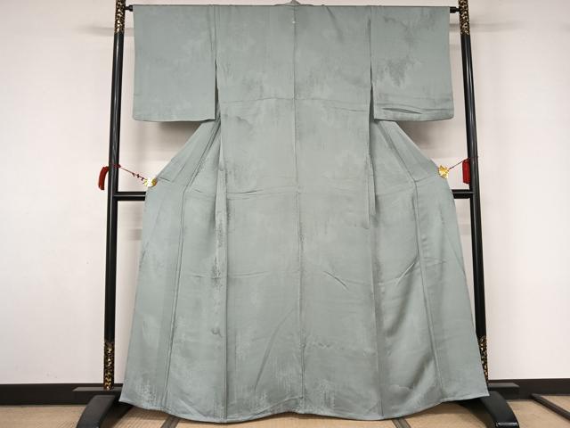 平和屋着物▽上質な色無地 単衣 樹林地紋 秘色色 正絹 逸品 AABL9175jh