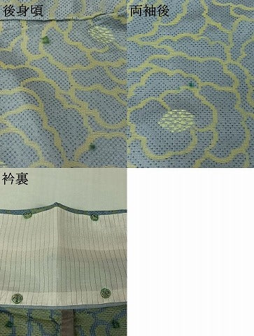 平和屋着物▽お召 単衣 花尽くし文 正絹 逸品 AABL9176jh
