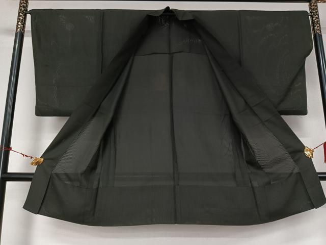 平和屋着物▽男性 黒紋付 長羽織 スリーシーズン 春夏秋 塵除け 正絹 逸品 AABL9178jh