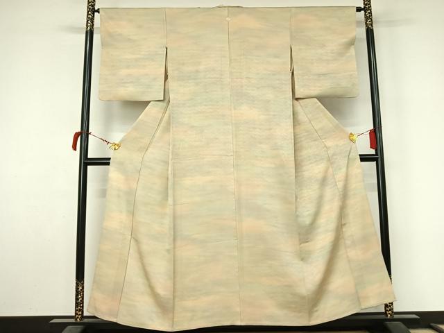 平和屋着物▽上質な小紋 単衣 霞文 正絹 逸品 AABL9190jh