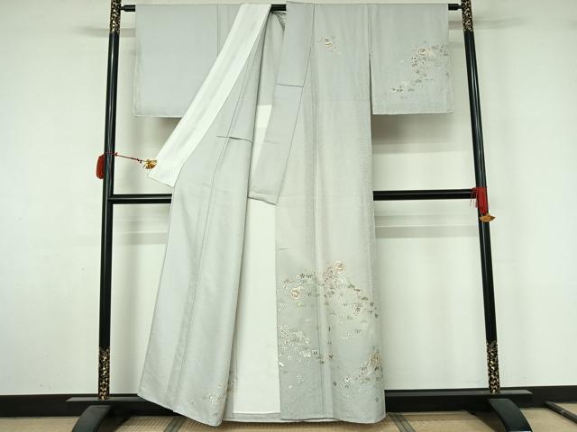 平和屋着物▽訪問着 単衣 総刺繍 飛鶴宝尽くし文 金糸 正絹 逸品 AABL9197jh