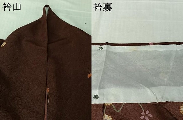 平和屋着物▽小紋 単衣 草花文 洗える着物 AABL9203jh