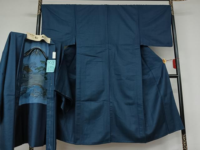 平和屋着物▽男性 小紋 単衣 アンサンブル 亀甲柄 AABL9209jh