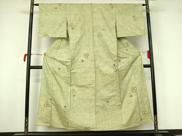 平和屋着物▽上質な紬 単衣 毘沙門亀甲花文 正絹 逸品 AABL9211jh