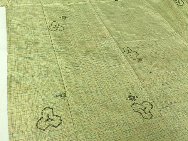 平和屋着物▽上質な紬 単衣 毘沙門亀甲花文 正絹 逸品 AABL9211jh