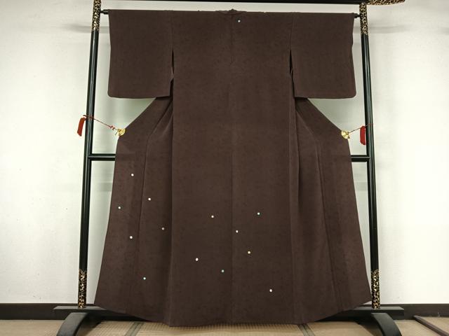 平和屋着物▽訪問着 単衣 駒刺繍 総刺繍 丸文 鬼しぼ縮緬 正絹 逸品 AABL9238jh