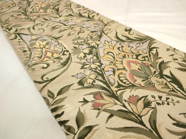 平和屋着物◎六通柄袋帯 更紗花文 金糸 正絹 逸品 AABL9260wj