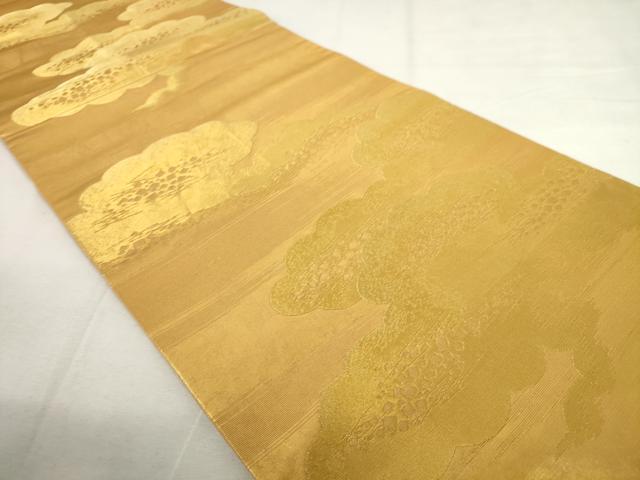 平和屋着物◎六通柄袋帯 雲取り霞文 金糸 正絹 逸品 AABL9263wj