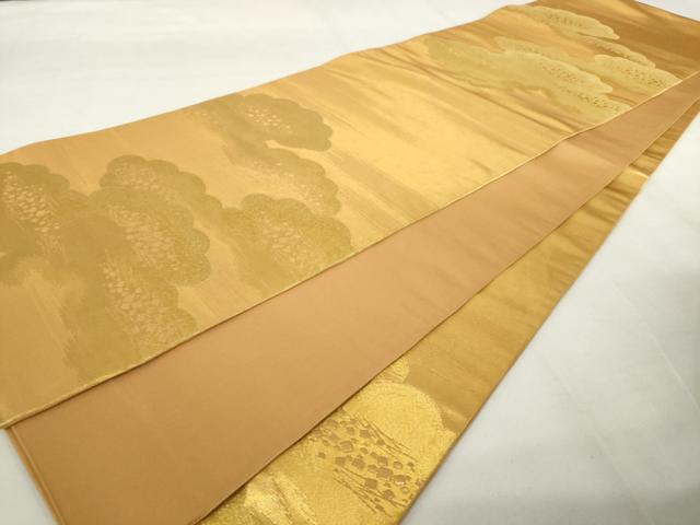 平和屋着物◎六通柄袋帯 雲取り霞文 金糸 正絹 逸品 AABL9263wj