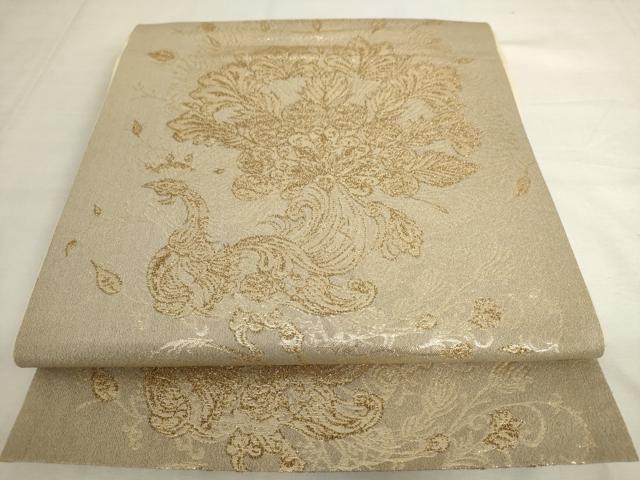 平和屋着物◎六通柄袋帯 鳳凰花文 金糸 正絹 逸品 AABL9268wj