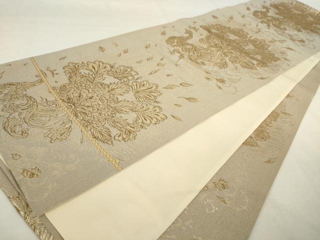 平和屋着物◎六通柄袋帯 鳳凰花文 金糸 正絹 逸品 AABL9268wj
