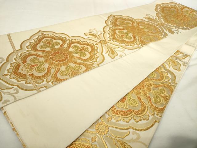 平和屋着物◎六通柄袋帯 宝相華 金糸 正絹 逸品 AABL9289wj