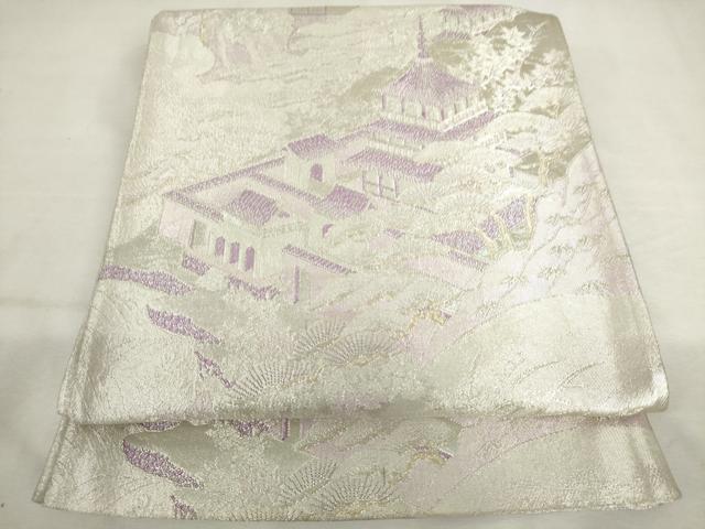 平和屋着物◎六通柄袋帯 風景文 金銀糸 正絹 逸品 AABL9290wj
