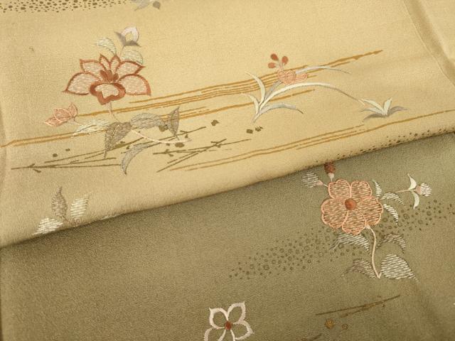 平和屋着物●訪問着 刺繍 草花文 暈し染め 金彩 正絹 逸品 AABL9297ck