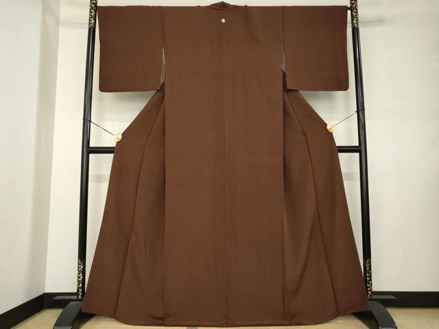 平和屋着物●上質な色無地 茶褐色 正絹 逸品 AABL9312ck
