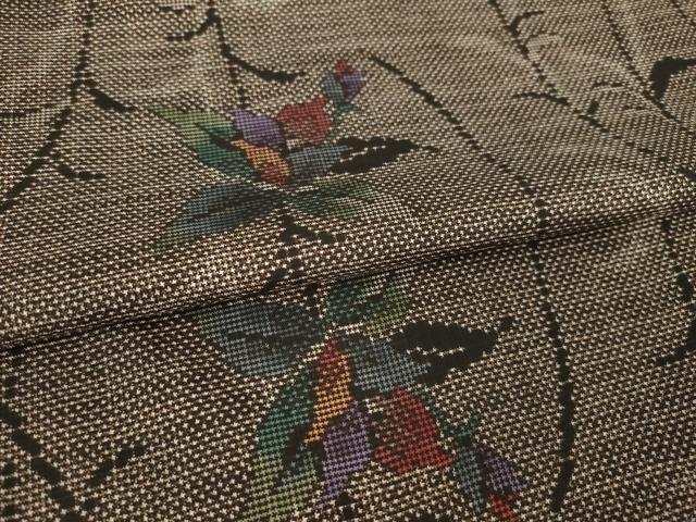 平和屋着物●本場大島紬 7マルキ 草花文 正絹 逸品 AABL9319ck