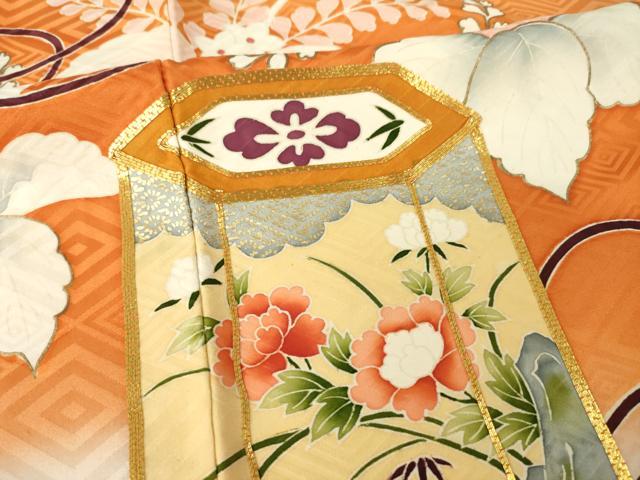 平和屋着物●豪華振袖 駒刺繍 貝桶花文 暈し染め 金彩 正絹 逸品 AABL9321ck