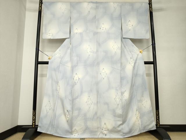 平和屋着物●上質な小紋 菱文 地紋起こし 暈し染め 正絹 逸品 未使用 AABL9325ck