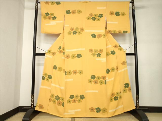 平和屋着物●上質な小紋 草花文 正絹 逸品 AABL9331ck