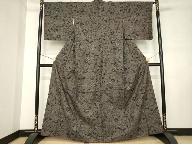 平和屋着物●本場大島紬 7マルキ 花唐草文 正絹 逸品 AABL9332ck