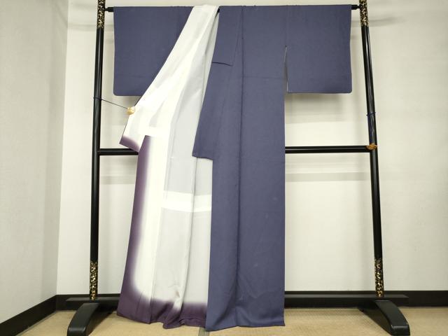平和屋着物●上質な色無地 舞花地紋 濃鼠色 正絹 逸品 AABL9345ck
