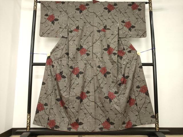 平和屋着物●本場大島紬 7マルキ 枝花文 正絹 逸品 未使用 AABL9356ck