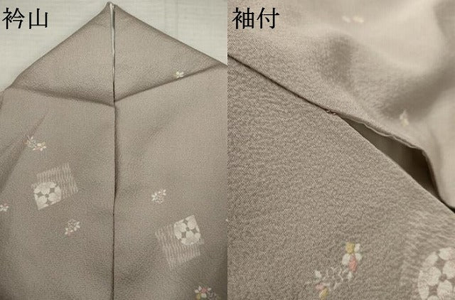 平和屋着物●上質な小紋 矢羽根花文 正絹 逸品 AABL9392cs