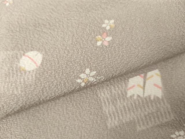 平和屋着物●上質な小紋 矢羽根花文 正絹 逸品 AABL9392cs