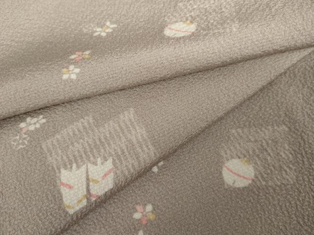 平和屋着物●上質な小紋 矢羽根花文 正絹 逸品 AABL9392cs