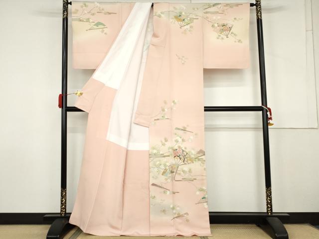 平和屋着物●訪問着 駒刺繍 扇面花文 楓 暈し染め 金彩 正絹 逸品 AABL9400cs