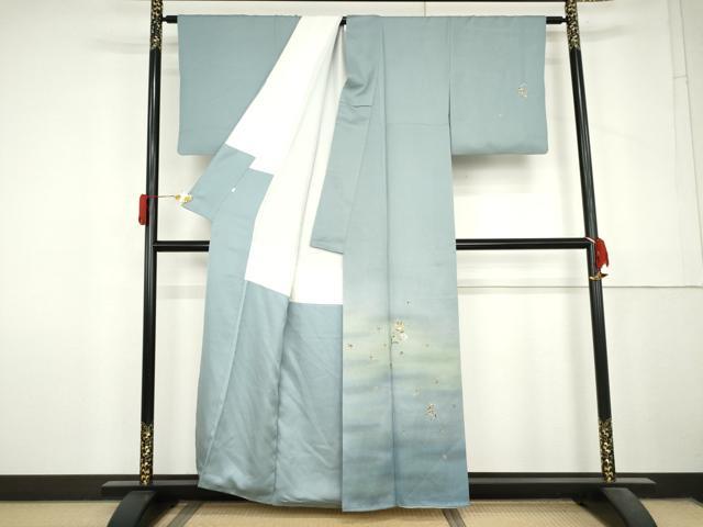 平和屋着物●染織作家 染織デザイナー 大島明 訪問着 枝花文 暈し染め 金彩 正絹 逸品 AABL9412cs