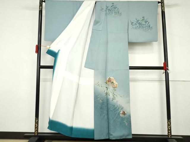 平和屋着物●訪問着 雪輪花文 暈し染め 金銀彩 正絹 逸品 AABL9420cs