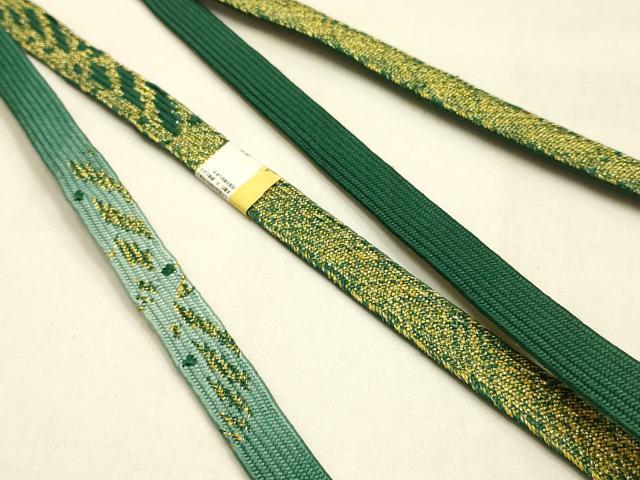 平和屋本店●和装小物 帯締め・帯揚げセット 高麗組 綾出し 地紙花文 金糸 金彩 暈し 正絹 逸品 未使用 AABL9434ay