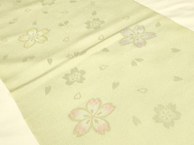 平和屋本店▼和装小物 帯揚げ 舞花文 金糸 正絹 逸品 AABL9452ay