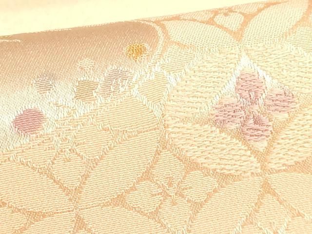 平和屋本店▼和装小物 帯揚げ 色紙風景文 金糸 丹後ちりめん 正絹 逸品 未使用 AABL9459ay