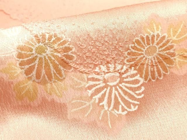 平和屋本店●和装小物 帯締め・帯揚げセット 双笹浪組 道長草花文 金糸 金彩 暈し染め 正絹 逸品 未使用 AABL9477ay