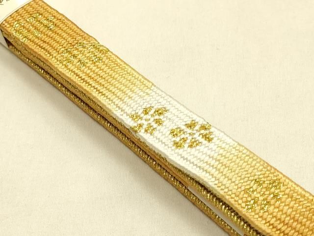 平和屋本店●和装小物 帯締め・帯揚げセット 高麗組 綾出し 舞花文 金糸 金銀彩 暈し染め 正絹 逸品 未使用 AABL9479ay