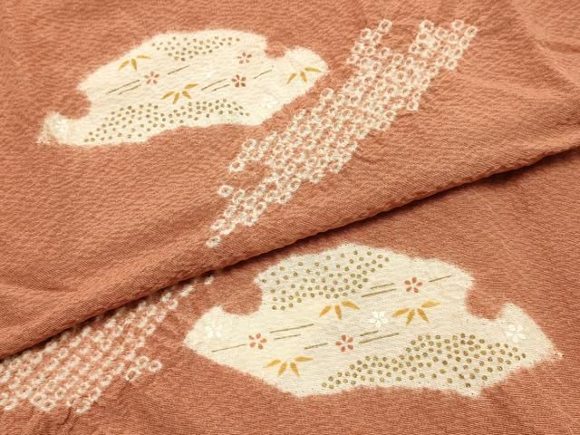 平和屋本店●和装小物 帯締め・帯揚げセット 京くみひも 丸組 絞り 地紙花文 雪輪 金糸 金彩 正絹 逸品 未使用 AABL9481ay