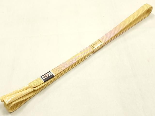 平和屋本店●和装小物 帯締め・帯揚げセット 高麗組 風景花文 金糸 金銀彩 暈し染め 正絹 逸品 未使用 AABL9482ay