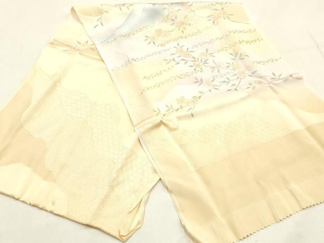 平和屋本店●和装小物 帯締め・帯揚げセット 高麗組 風景花文 金糸 金銀彩 暈し染め 正絹 逸品 未使用 AABL9482ay