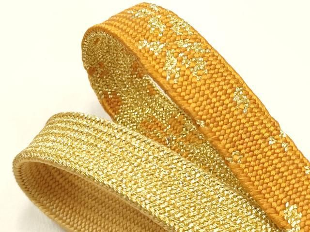 平和屋本店●和装小物 帯締め・帯揚げセット 高麗組 綾出し 絞り 刺繍 枝花文 松皮菱 金糸 正絹 逸品 未使用 AABL9516ay
