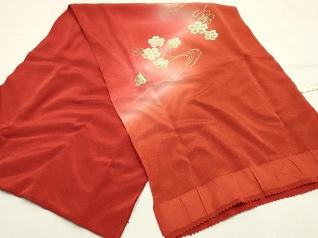 平和屋本店●和装小物 帯締め・帯揚げセット 高麗組 綾出し 流水花文 金糸 金彩 暈し染め 正絹 逸品 未使用 AABL9517ay