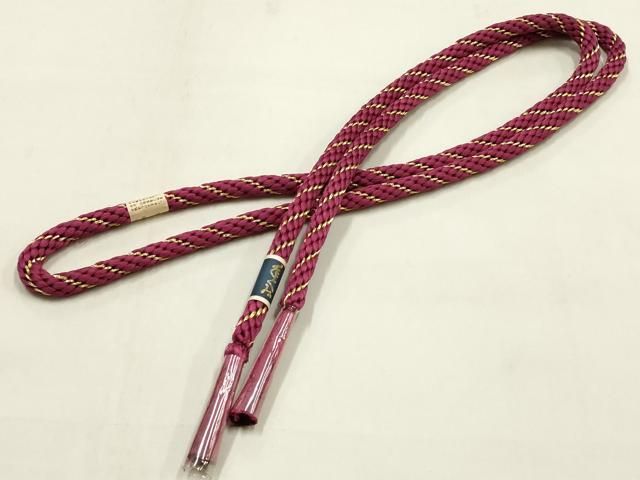 平和屋本店●和装小物 帯締め・帯揚げセット 丸組 刺繍 舞花文 金糸 丹後ちりめん 正絹 逸品 未使用 AABL9518ay