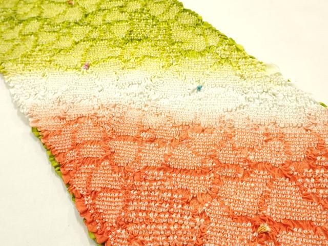 平和屋本店●和装小物 振袖用帯締め・帯揚げセット 千晃 柄絞り 花尽くし 暈し染め 撚り房 正絹 逸品 未使用 AABL9521ay